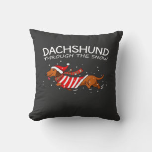 Dachshund Durch Den Schnee Lustiger Hund Weihnacht Kissen