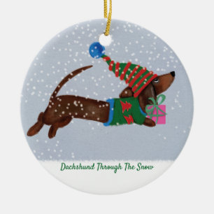Dachshund Durch Den Schnee Ornament