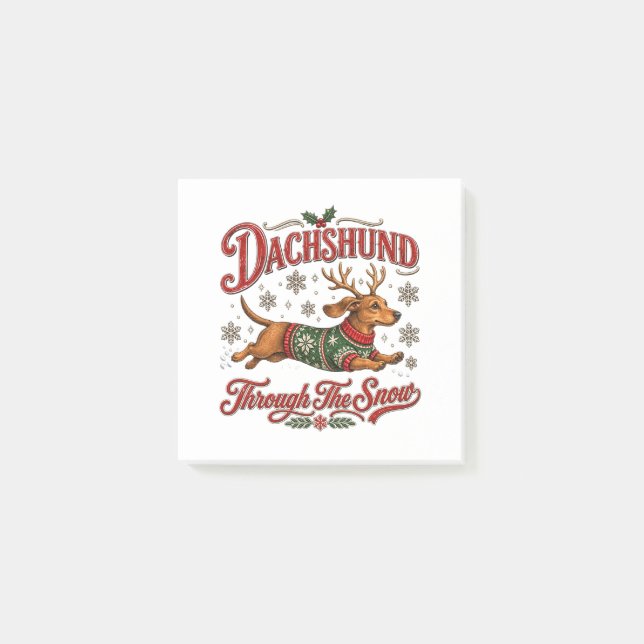 Dachshund durch den Schnee Post-it Klebezettel (Vorderseite)