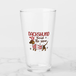 Dachshund Durch Den Schnee Weihnachten Hund Liebha Glas