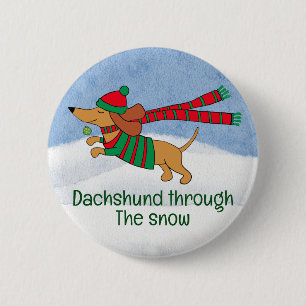 Dachshund durch den Schnee Weihnachtsknopf Button