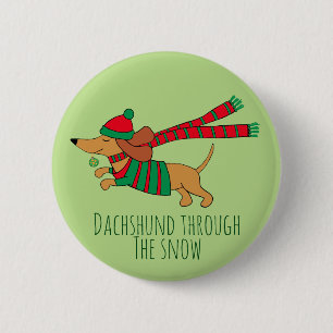 Dachshund durch den Schnee Weihnachtsknopf Button