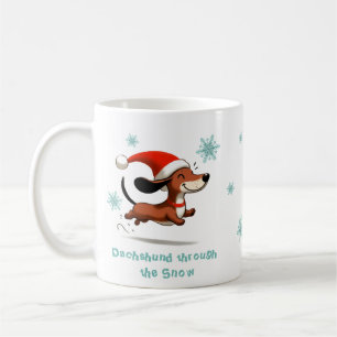 Dachshund durch den Schnee Welpenhund Weihnachten Kaffeetasse