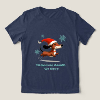 Dachshund durch den Schnee Welpenhund Weihnachten Tri-Blend Shirt