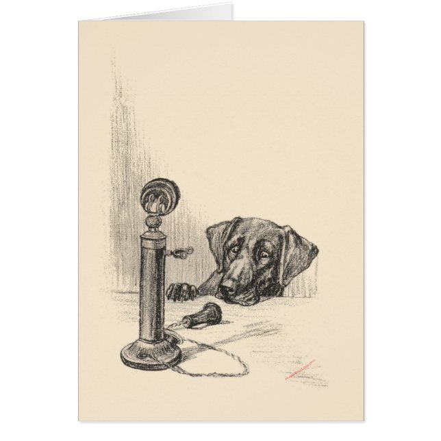 Dachshund et téléphone Vintage (Devant)