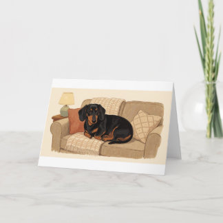Dachshund-Familien-Sofa-Knuddler-Grußkarte Karte