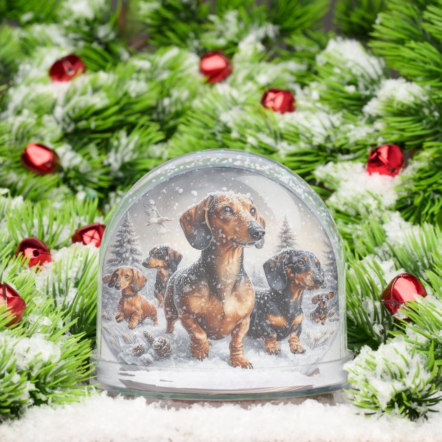 DACHSHUND FAMILY SNOW GLOBE (Noël)
