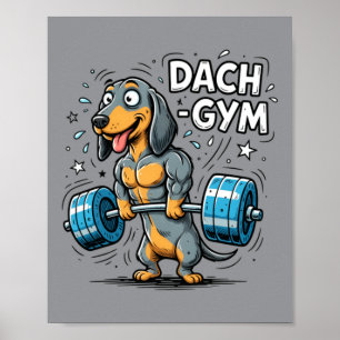 Dachshund Fitnessstudio-Workout Lustiger Wiener Hu Poster