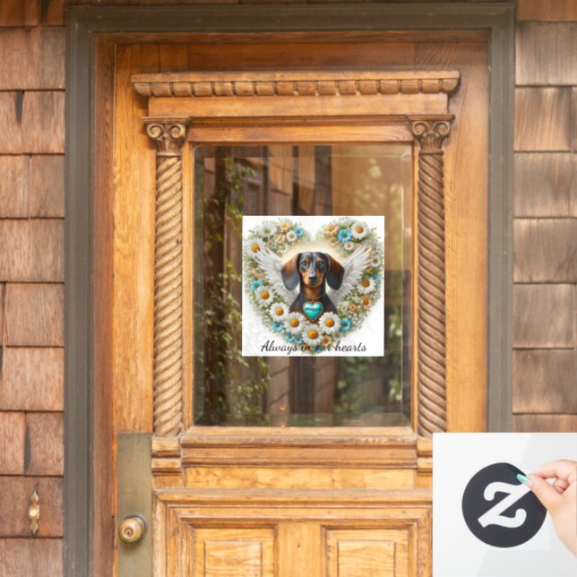 Dachshund Floral Heart Fensteraufkleber (Haustür)