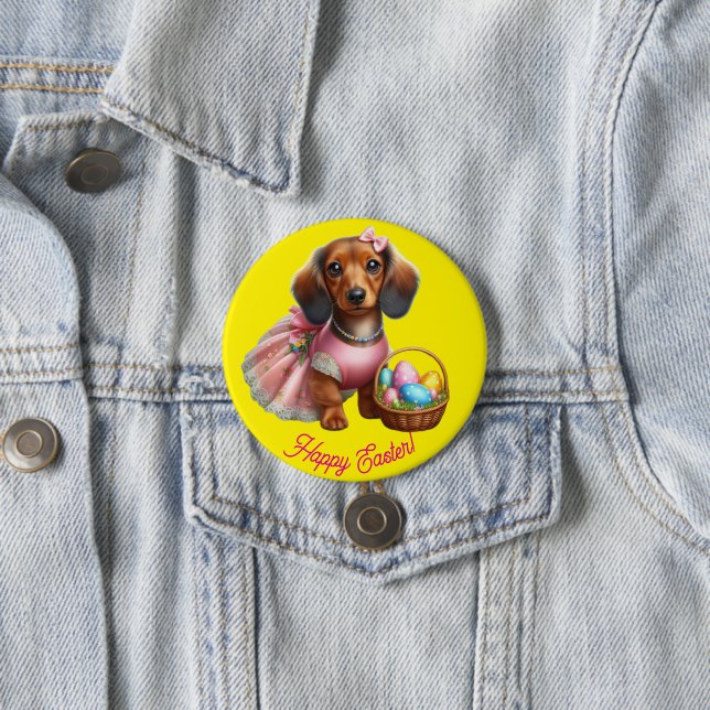 Dachshund Frohe Ostern Knopf Button (Beispiel)