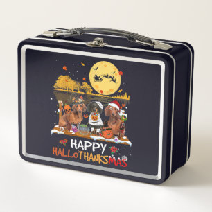 Dachshund Frohes Hallothanksmas Halloween Erntedan Metall Brotdose