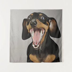 Dachshund Gähnen Dachshund Geburtstagsposter Wandteppich