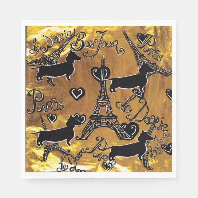 Dachshund Gold Serviette (Vorderseite)