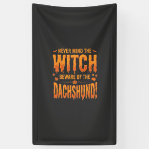 Dachshund Halloween Hexenwarnung Typografie Vecto Banner