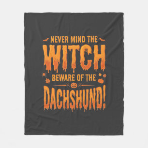 Dachshund Halloween Hexenwarnung Typografie Vecto Fleecedecke