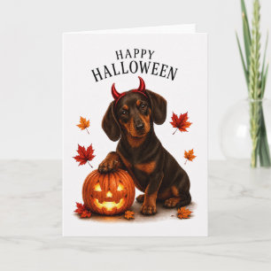 Dachshund Halloween Teufelshund Karte
