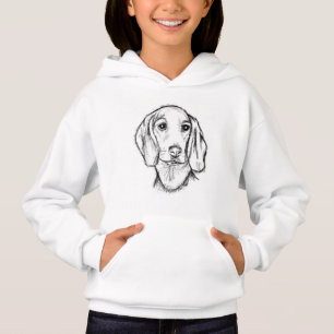 dachshund hand drawn sketch black white puppy dog