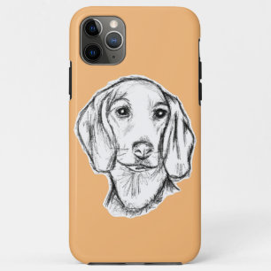 Dachshund handgezeichnete Skizze schwarz weiß Welp Case-Mate iPhone Hülle