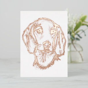 Dachshund handgezeichnete Skizze schwarz weiß Welp Folieneinladung