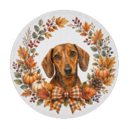 Dachshund-Herbstkranz Schneidebrett