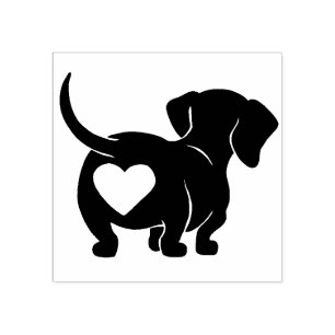 Dachshund-Herz-Unterteil Holz-Stempel Gummistempel