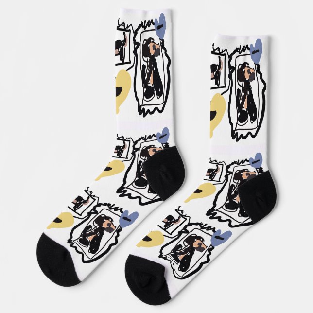 Dachshund-Herzen  Socken (Linkes Detail)