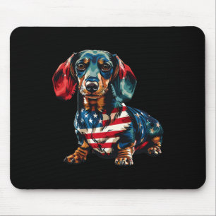 Dachshund Hund 4. Juli Amerikanische Flagge Gesche Mousepad