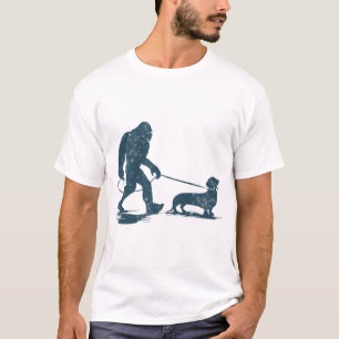 Dachshund Hund Bigfoot Walking Lustiger Wiener Hun T-Shirt