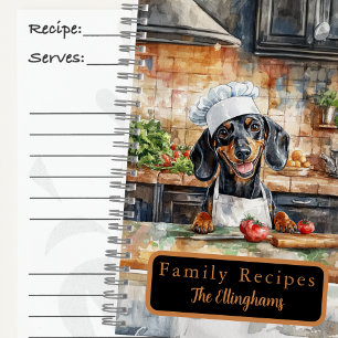 Dachshund-Hund-Chef-Spiral-Rezeptbuch Notizbuch