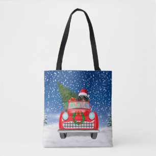 Dachshund Hund fährt Auto im Schnee Weihnachten Tasche
