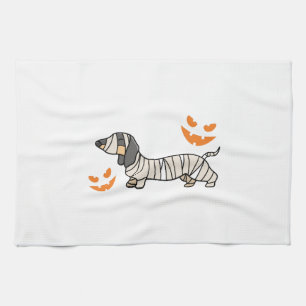 Dachshund Hund Halloween Candy Corn Vollmond Geschirrtuch