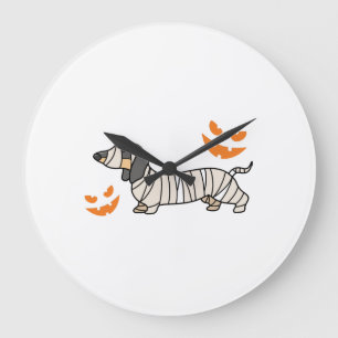 Dachshund Hund Halloween Candy Corn Vollmond Große Wanduhr
