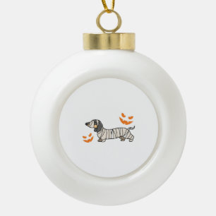 Dachshund Hund Halloween Candy Corn Vollmond Keramik Kugel-Ornament