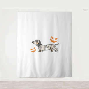 Dachshund Hund Halloween Candy Corn Vollmond Wandteppich