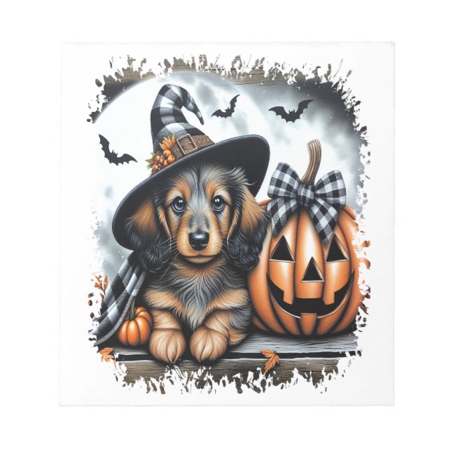 Dachshund Hund Halloween Notizblock (Vorderseite)