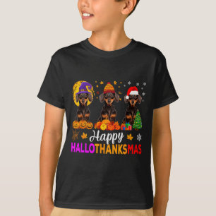 Dachshund Hund Halloween Weihnachten Hallothanksma T-Shirt