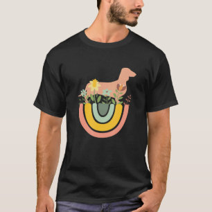 Dachshund Hund Haustier Doxie Wurst Cute  Blumen F T-Shirt