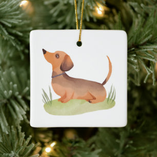 Dachshund Hund   Hund Haustier Aquarell Keramikornament