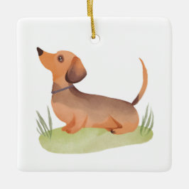Dachshund Hund | Hund Haustier Aquarell Keramikornament