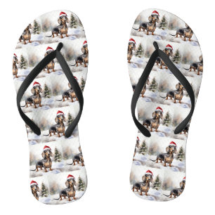 Dachshund Hund im Schnee Weihnachten Flip Flops