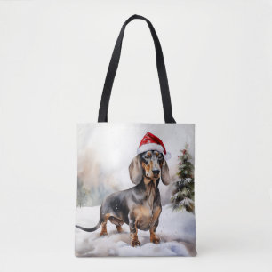 Dachshund Hund im Schnee Weihnachten Tasche