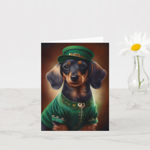 Dachshund Hund im St. Patrick's Day Kleid Karte