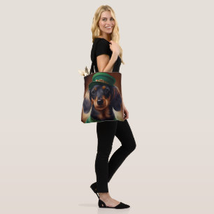 Dachshund Hund im St. Patrick's Day Kleid Tasche