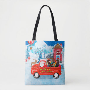 Dachshund-Hund im Weihnachtslieferwagen Schnee Tasche