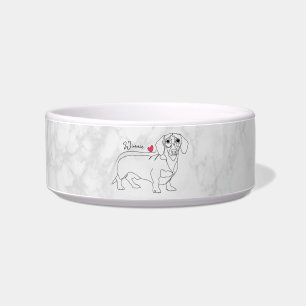 Dachshund-Hund-Linienkunst und Herz mit Namen Napf