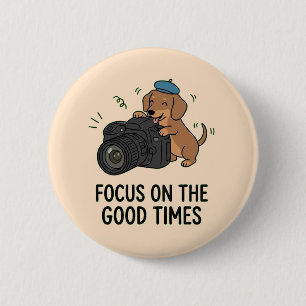 Dachshund-Hund mit Kamera Spielerei Illustration Button