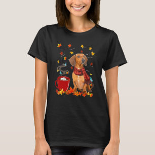 Dachshund-Hund-Schal Herbst Schokolade Herbst T-Shirt
