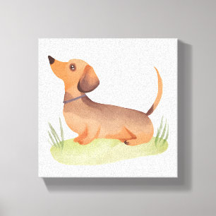 Dachshund Hund   Süßer Hund Haustier Wasserfarbe Leinwanddruck