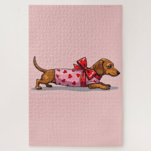 Dachshund-Hund Valentinstag Eingewickelte Geschenk