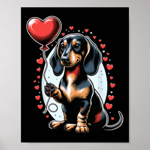 Dachshund Hund Valentinstag Hundebesitzerin Valent Poster